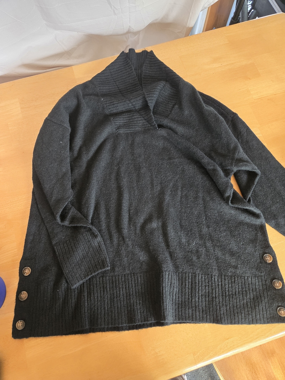 Style & Co. Black Cowl Neck Button-Side Knit Sweater